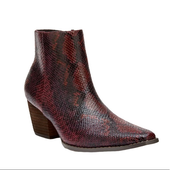 Coconuts by Matisse snake print Burgundy ankle boots - Picture 1 of 6